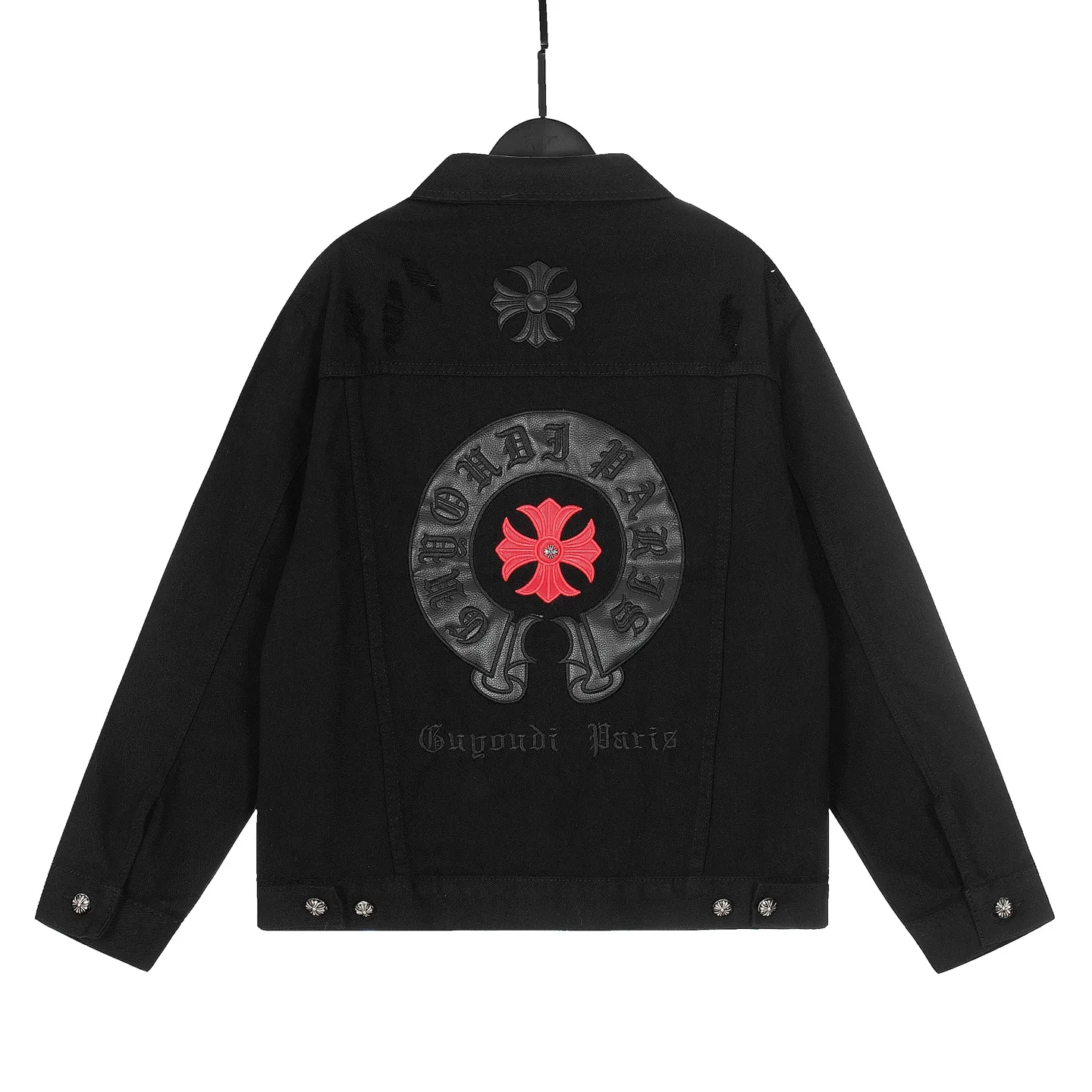 P270 💰 Chrome Hearts Chrome Hearts Cross-Patch Leather Embroidered Shirt Denim Jacket OS version can be worn by both men and women! The fabric is made of twill gauze cotton fabric! The texture is clear and smooth, not easy to wrinkle or fade! The embroidery process is complex and repetitive. There are more than 20 leather labels. It takes 6 repeated embroidery steps to complete the back body. The requirements for the embroidery machine are very strict, and the distance is 45 cm! It won’t work if the spacing is too big, and it won’t work if it’s too small! We make clothes with care, and every detail must be restored one to one! The hardware is all carved and cast, and they are all genuine from the original factory! This piece of clothing consumes a lot of material, with more than 3 meters of material used for one piece of clothing! After the garment is made, it needs to be fixed at high temperature, washed at a water temperature of more than 70 degrees, and softened by adding softener to make the upper body softer and smoother! There is a flap on the sleeve that can be stored into short sleeves! Make it fit that understanding Color: Black White Size: S-M-L-XL